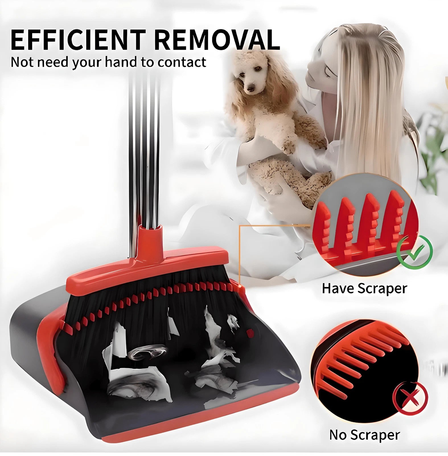 Broom and Dustpan Set Red and Black