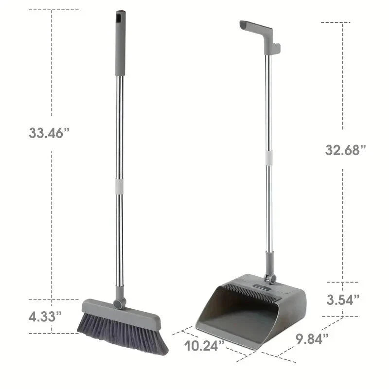 3-In-1 Broom and Dustpan Set Lightweight Upright Lobby Broom and Dust Pan Combo