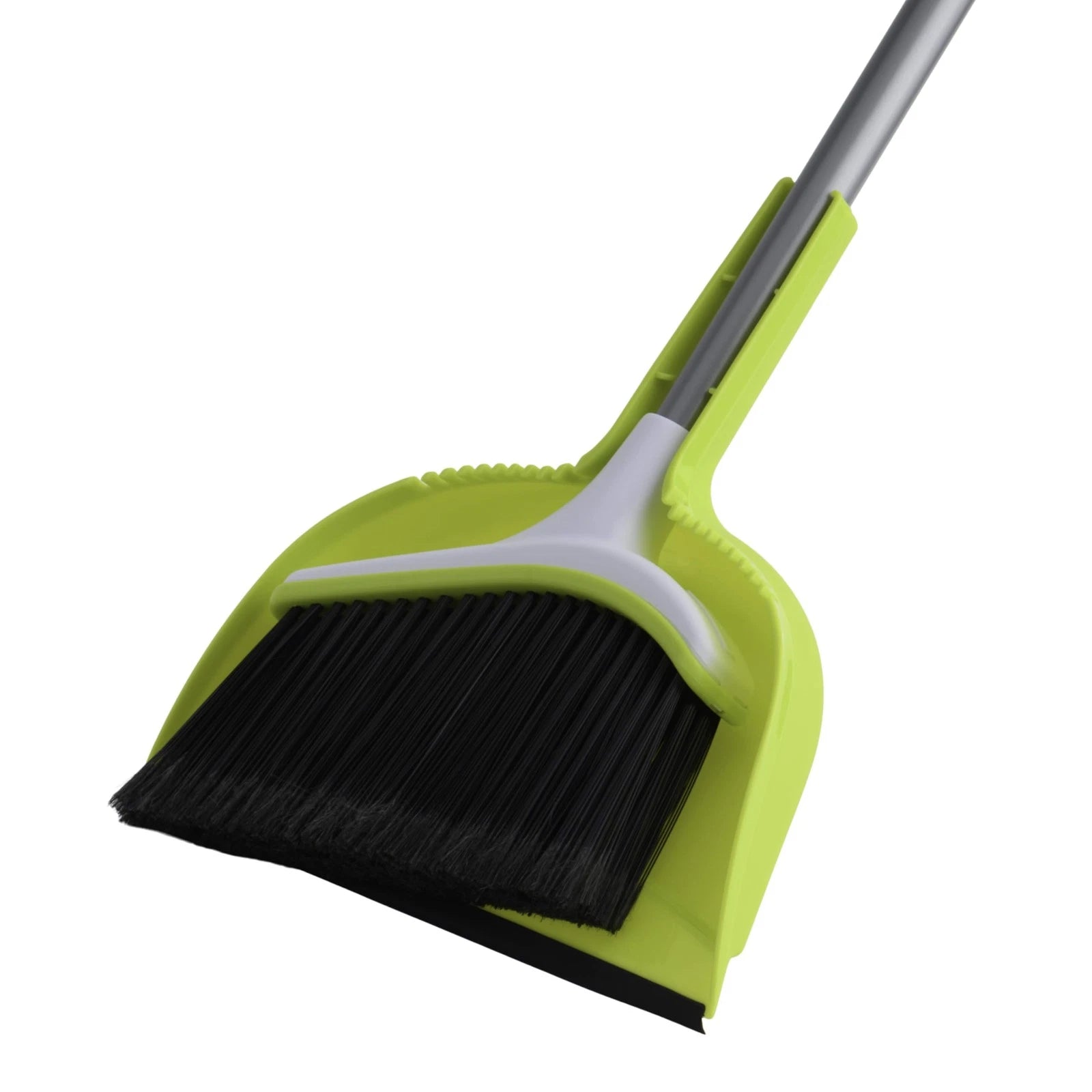Casabella Basics Angled Set, Silver/Green, Broom with Dustpan