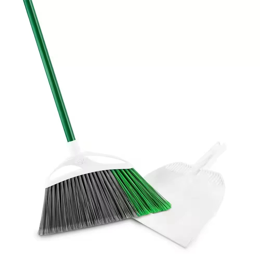 15 In. Extra-Large Precision Angle Broom and Dustpan Set with Steel Handle