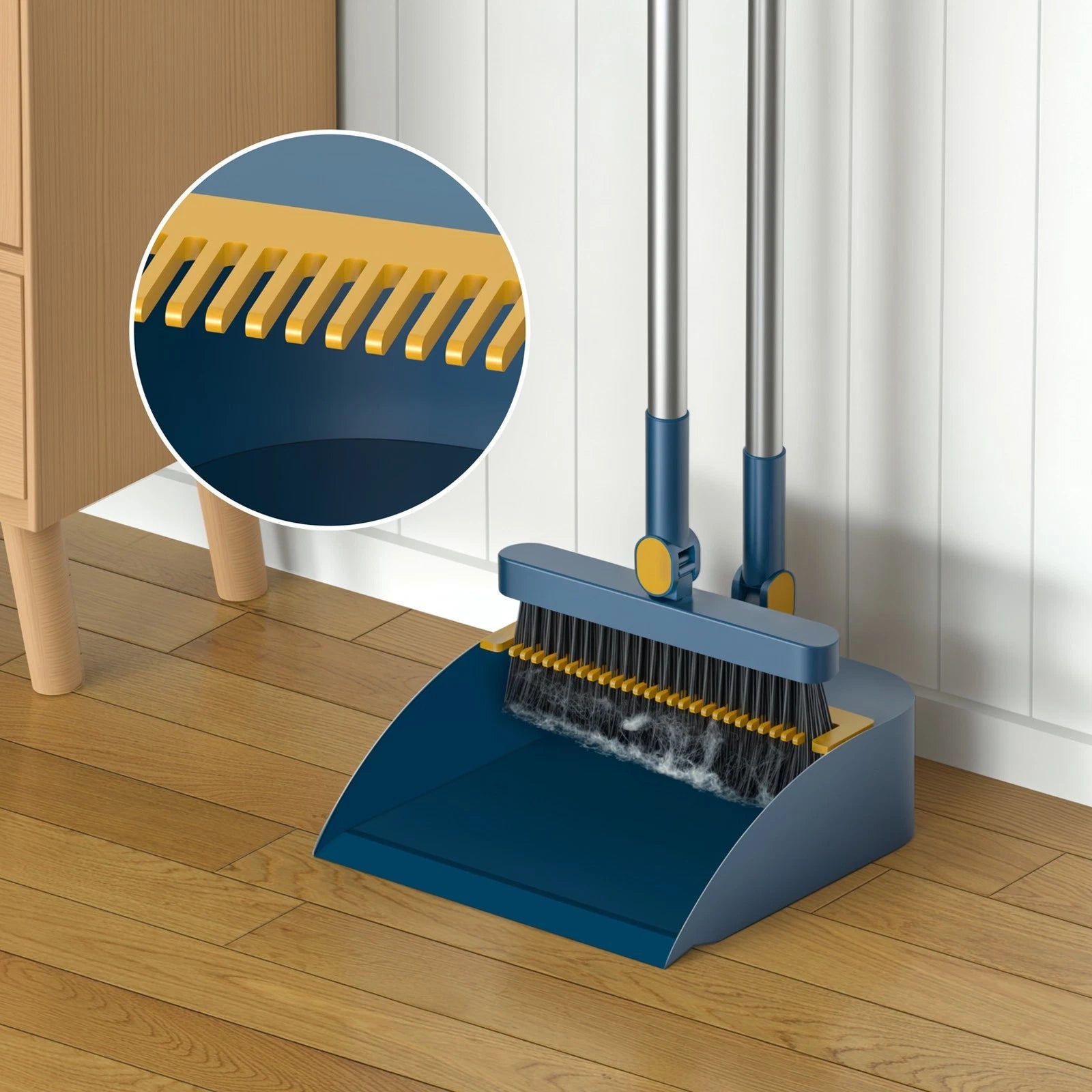1x Broom Dustpan Set With Sturdy Long Handle Combo For Kitchen Indoor Outdoor