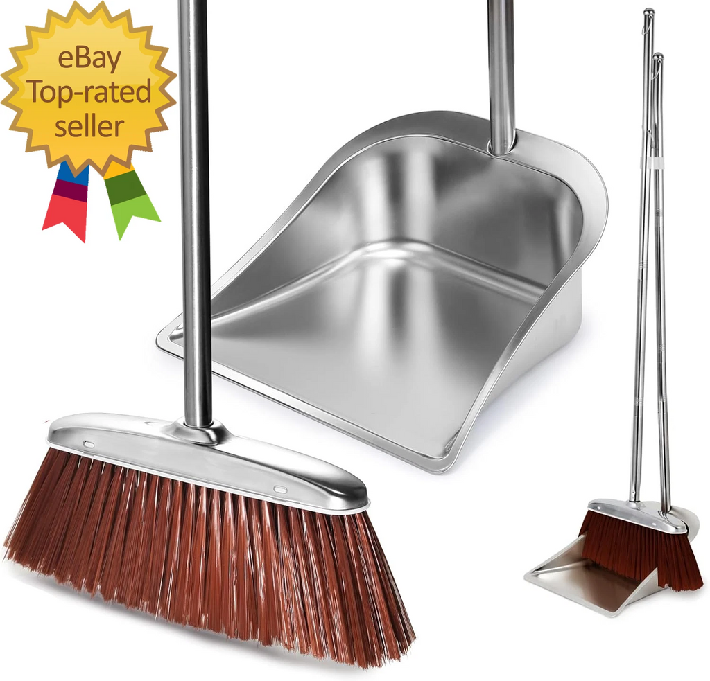 Broom and Dustpan Set for Home 56" Kitchen Broom with Dustpan Combo Set Heavy