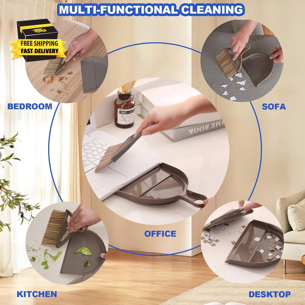 Mini Broom and Dustpan Set Hand Broom with Dustpan Portable Housekeeping Cleanin