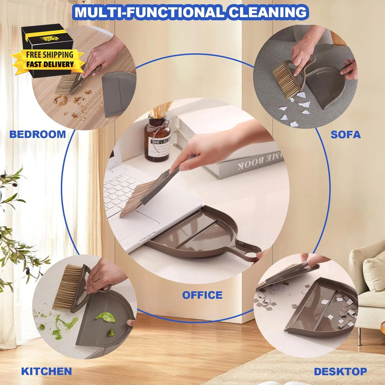 Mini Broom and Dustpan Set Hand Broom with Dustpan Portable Housekeeping Cleanin