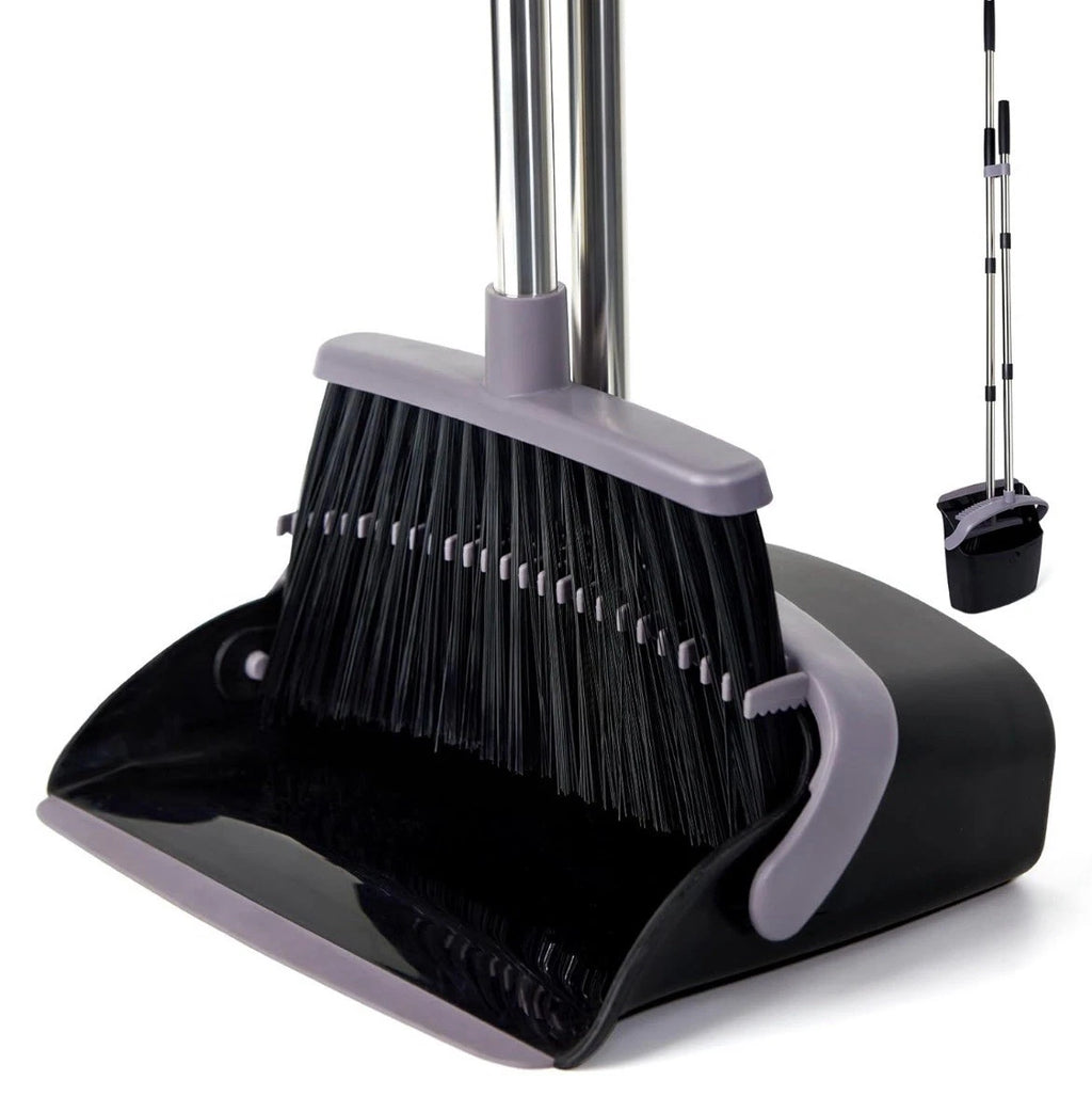 Broom and Dustpan Set for Home Office Indoor & Outdoor Sweeping, Stand up Broom