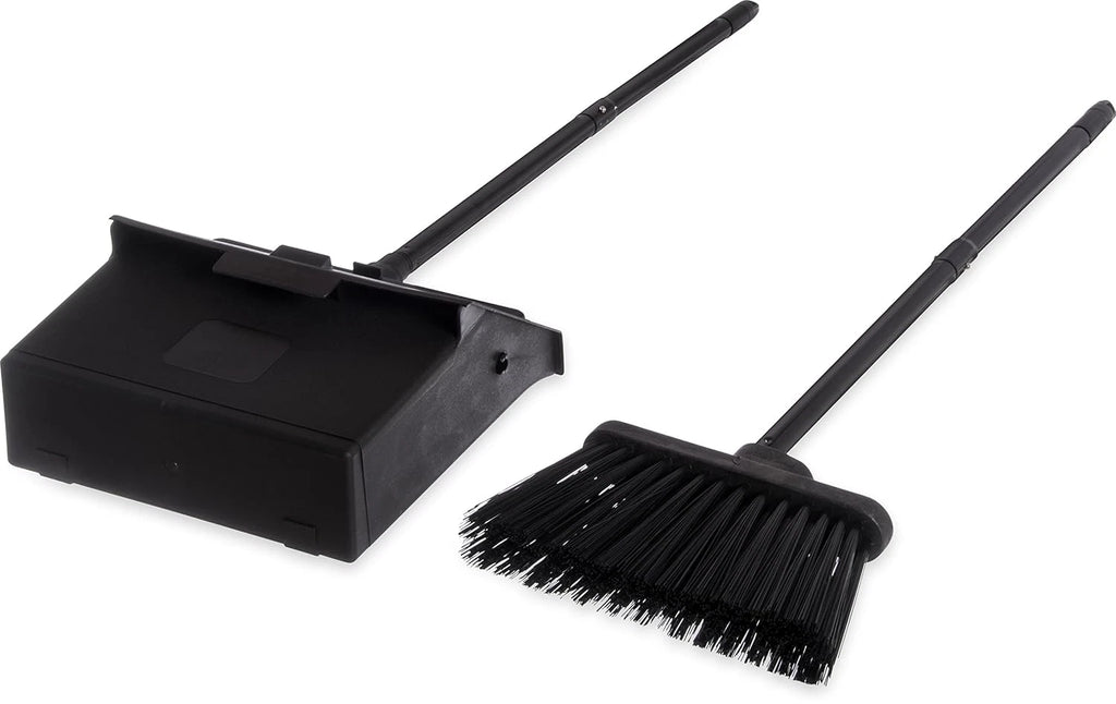 Duo-Pan Lobby Broom and Dustpan Set – 36" Upright Broom with 2-Piece Handle and