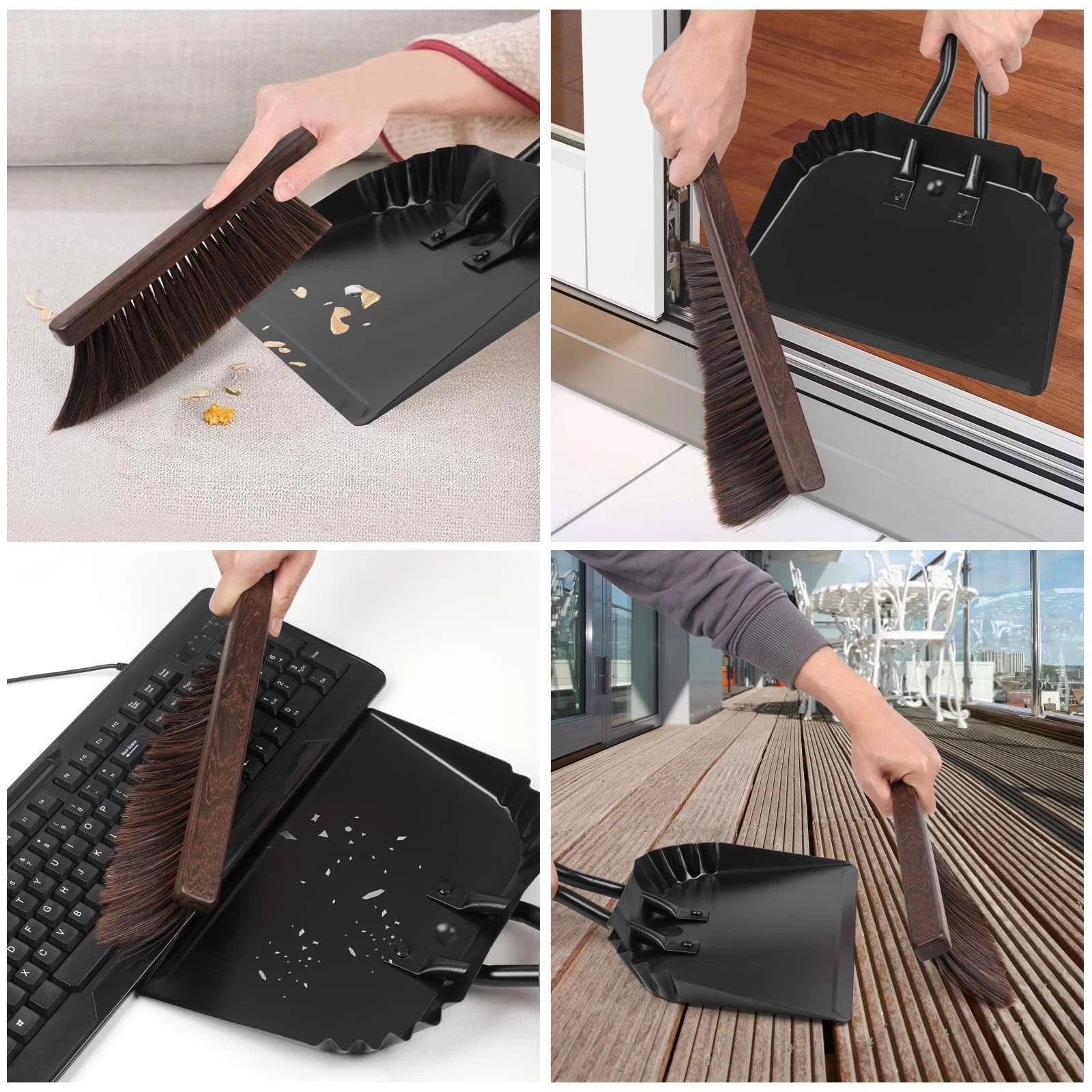 Dustpan and Brush Set-Handheld Angled Dust Pan and Hand Broom Set,Whisk Broom...