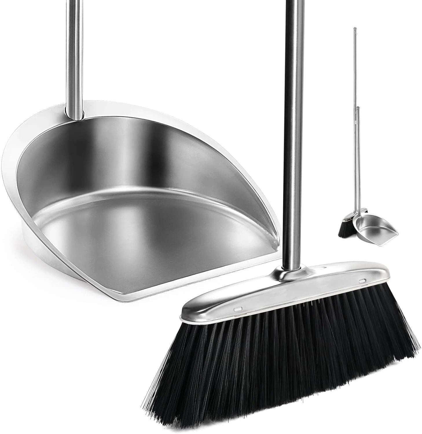 Broom And Dustpan Set For Home Upright Broom And Dust Pan With Long Handle Heavy