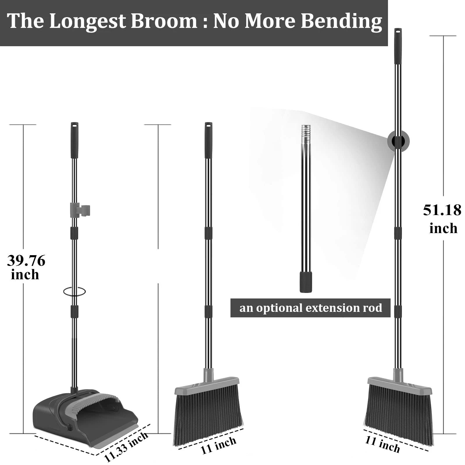 Broom and Dustpan Set for Home, Office, Indoor&Outdoor Sweeping, Stand Up Bro...