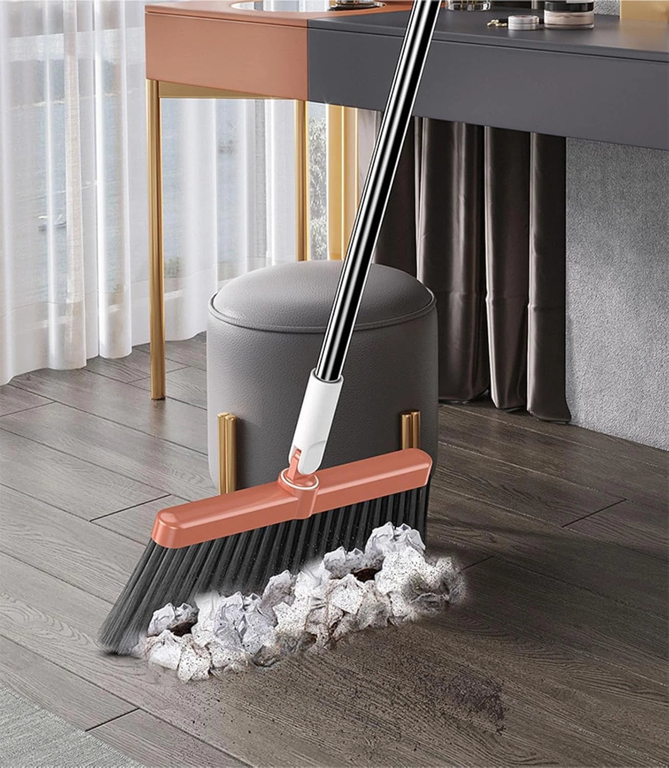 180° Rotating Broom with Dustpan Combo Set,Long Handle Broom and Dust Pan Set