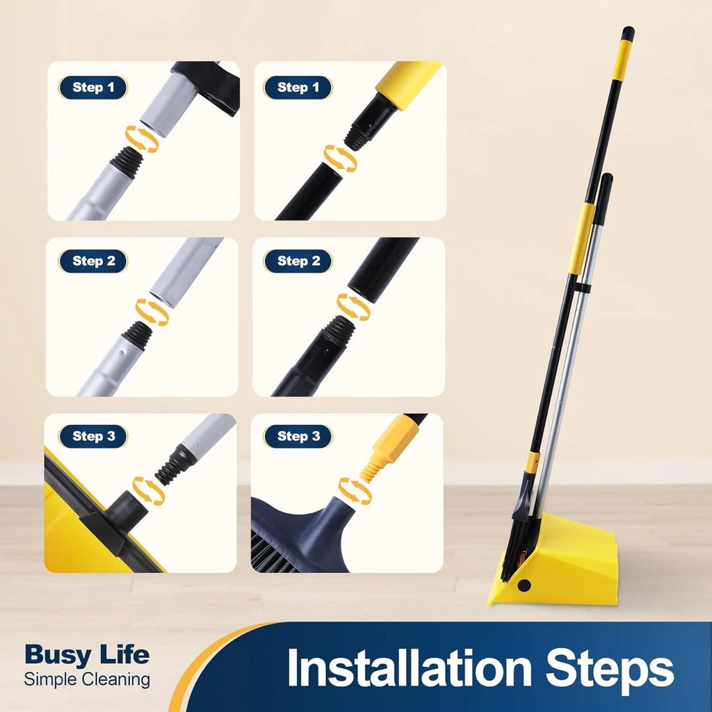 Commercial Broom and Dustpan Set with Comb Commercial Outdoor Indoor