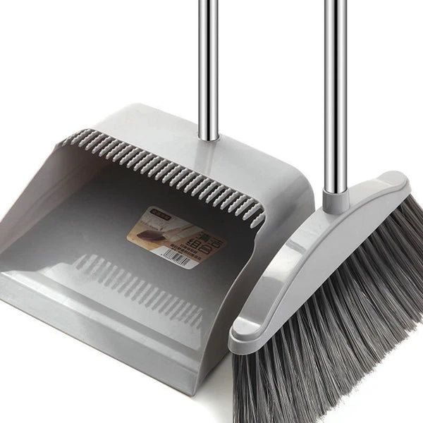 Broom And Dustpan Comb Set For Home Super Long Handle,Upright Standing Dustpan