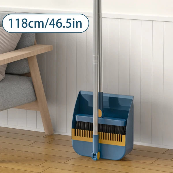 Broom and Dustpan Set With Sturdy Long Handle Combo For Kitchen Indoor Outdoor