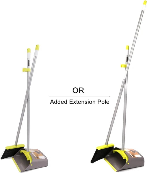Treelen Broom and Dustpan Set, Treelen Broom with Dust Pan with Long Handle Comb