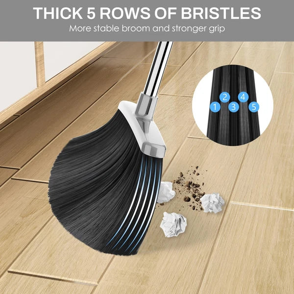 Broom and Dustpan Set for Home 51-in Long Adjustable Handle Angle and Combo