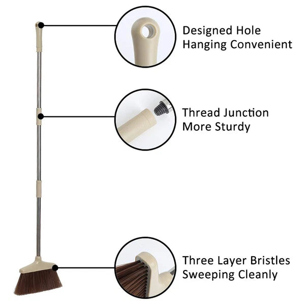 Broom And Dustpan Set Vertical Brush And Dust Pot Combination Upright Cleaning