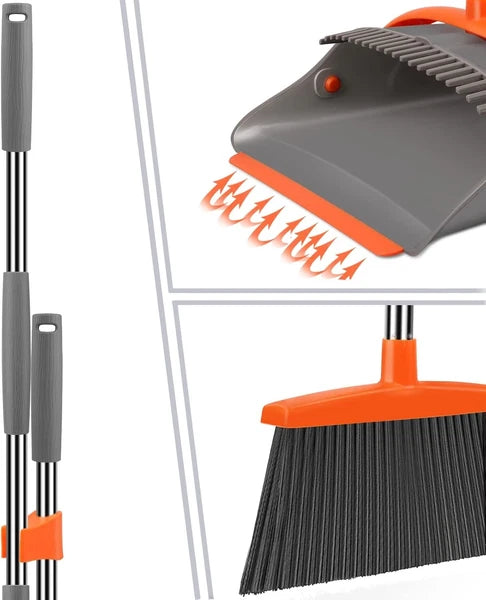 Broom and Dustpan Set for Home, Broom and Dustpan Combo for Office, Long Handle