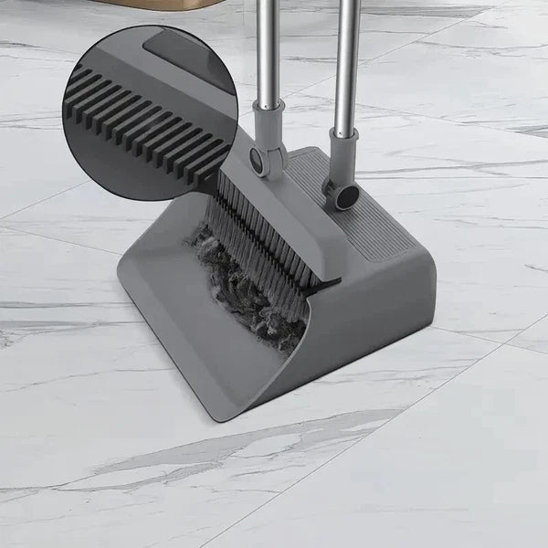 Combo 3-In-1 Broom and Dustpan Set Lightweight Upright Lobby Broom and Dust Pan