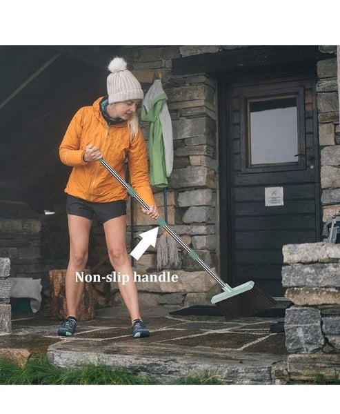Broom and Dustpan Set, Large Size and with Long Handle,Green