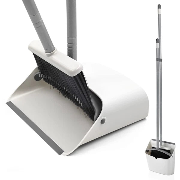 Broom and Dustpan Set Long Handle Lightweight Upright Standing Home Kitchen