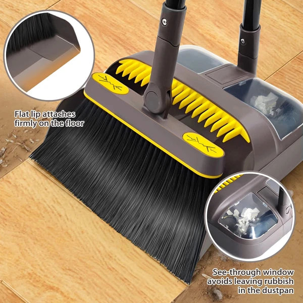 Broom and Dustpan Set for Home with 54 Inches Long Handle, Upright Stand Up D...