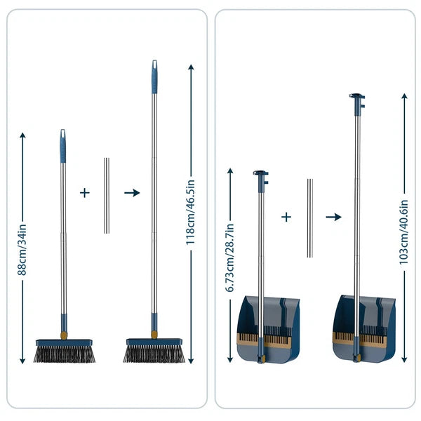 1x Broom Dustpan Set With Sturdy Long Handle Combo For Kitchen Indoor Outdoor
