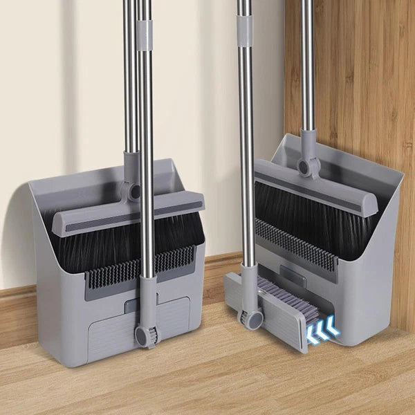 Broom & Dustpan Set 36-In Long Adjustable Handle Home Kitchen Office Hall Floor