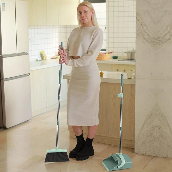 Broom and Dustpan Set, Broom Dust Pan, Dustpan with Long Handle, Broom with Dust