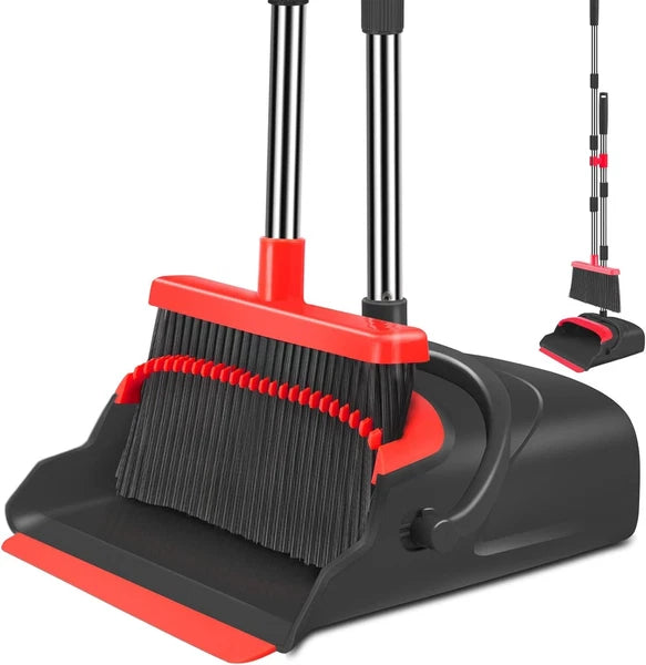 Broom and Dustpan Set, Self-Cleaning with Dustpan Teeth, Ideal for Dog Cat Pets