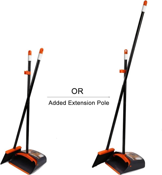 Broom and Dustpan Set with 52" Long Handle for Home Kitchen Room Office Lobby Fl