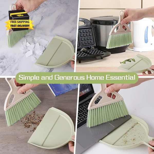 Small Broom and Dustpan Cleaning Set, Mini Whisk Dustpan and Brush with Handle P