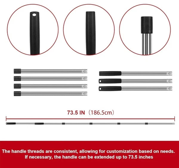 Broom and Dustpan Set, 55 Inch Long Stainless-Steel Handle, Red And Black  (Z)