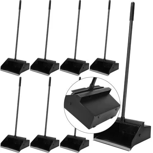 Pcs Broom and Dustpan Set 36.6 Inch Dustpan with Long Handle 8 Black