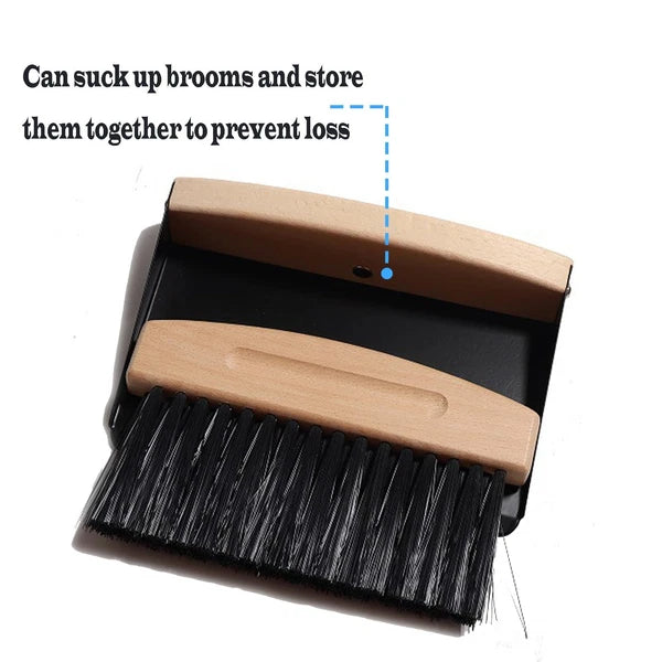 Mini Broom and Dustpan Set Small Metal and Brush Hand Whisk for Home Office