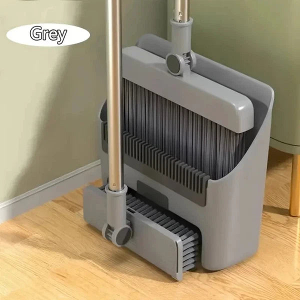 4 in1 Broom and Dustpan Set Lightweight Upright Lobby Broom and Dust Pan Combo/&