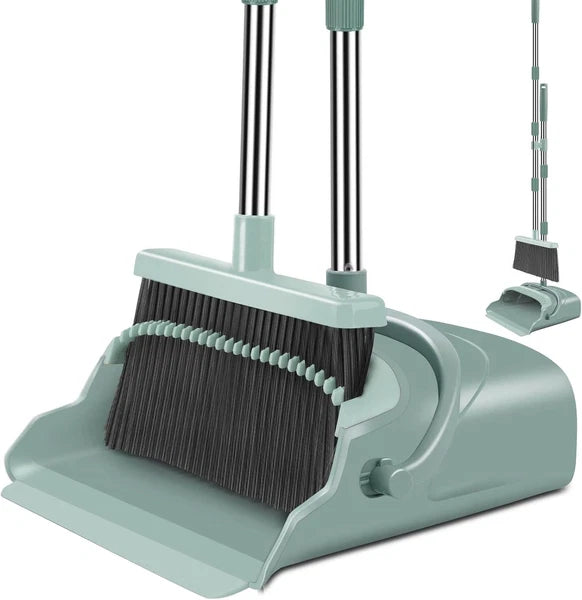 Broom and Dustpan Set, Self-Cleaning with Dustpan Teeth, Ideal for Dog Cat Pets