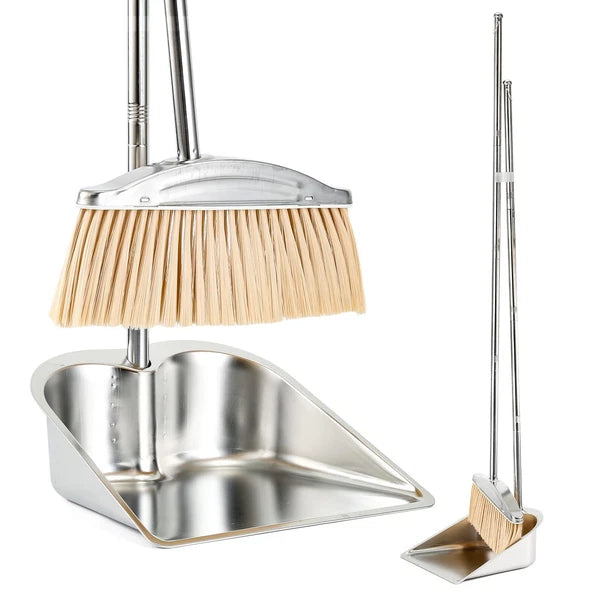 Broom With Dustpan Combo Set 46" Stainless Steel Broom And Dustpan Set For Home