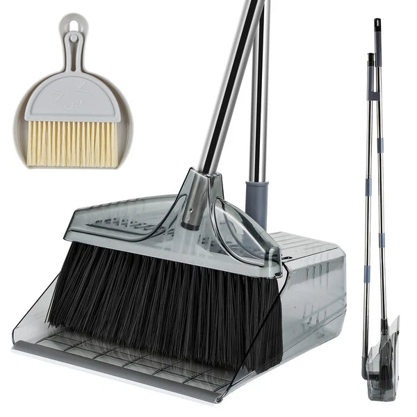 Broom with Dustpan Combo, Broom and Dustpan Set with Long Handle, Kitchen Bro...