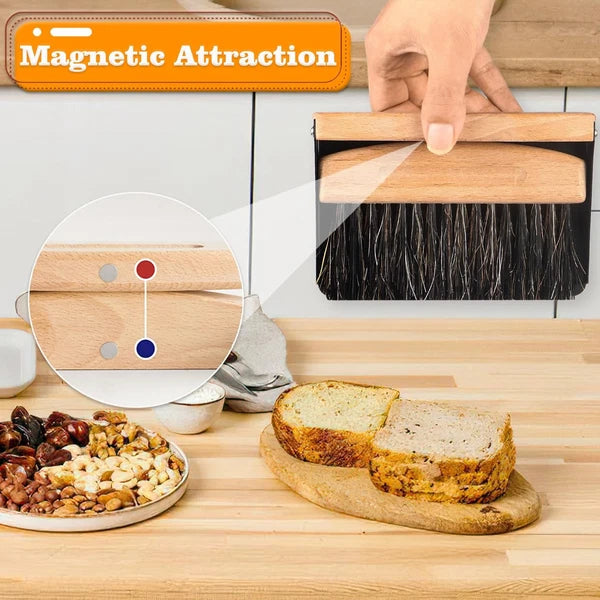 Small Dust Pan and Brush Set, Mini Hand Broom and Dustpan Set, Wooden Crumb Swee