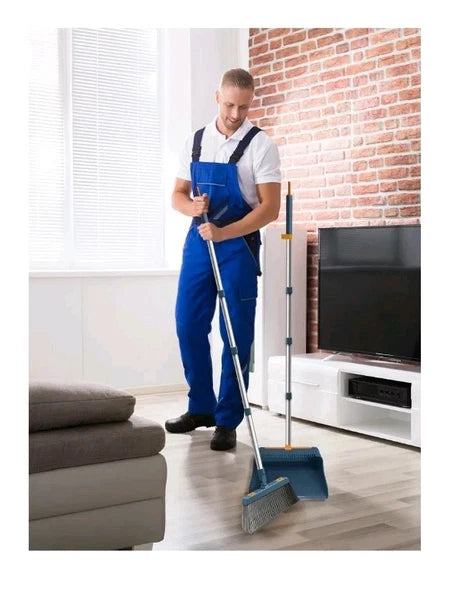 BIMZUC Broom and Dustpan Set for Home, Extendable to 50.4'' Long Handle Broom...