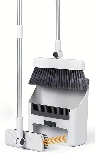 3 in 1Broom and Dustpan Set with Garbage Bags, Broom Dust pan with Long Handle,