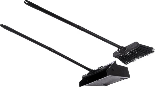 Duo-Pan Lobby Broom and Dustpan Set – 36" Upright Broom with 2-Piece Handle and
