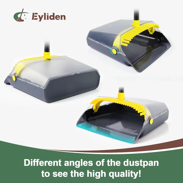 New Thicker Broom and Dustpan Set with Extendable Long Handle and Dustpan Comb,