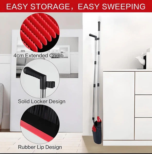 Broom and Dustpan Set Red and Black