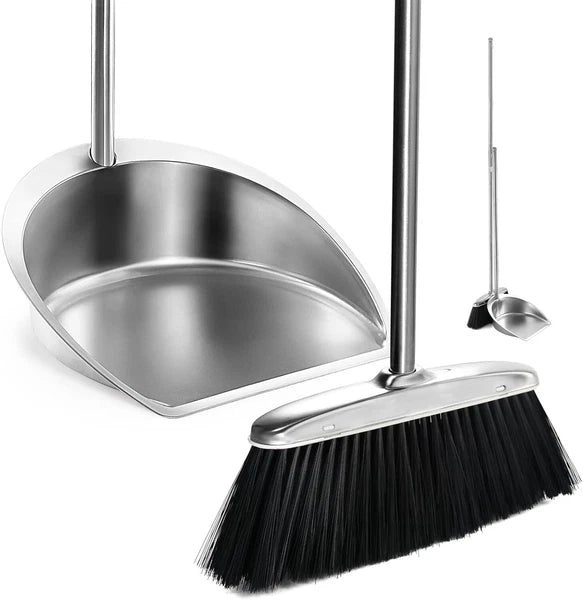 Broom And Dustpan Set For Home Upright Broom And Dust Pan With Long Handle Heavy