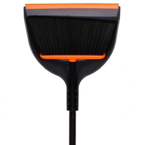 TreeLen Angle Broom and Dustpan Set Dust Pan Snaps On Broom Handles Orange