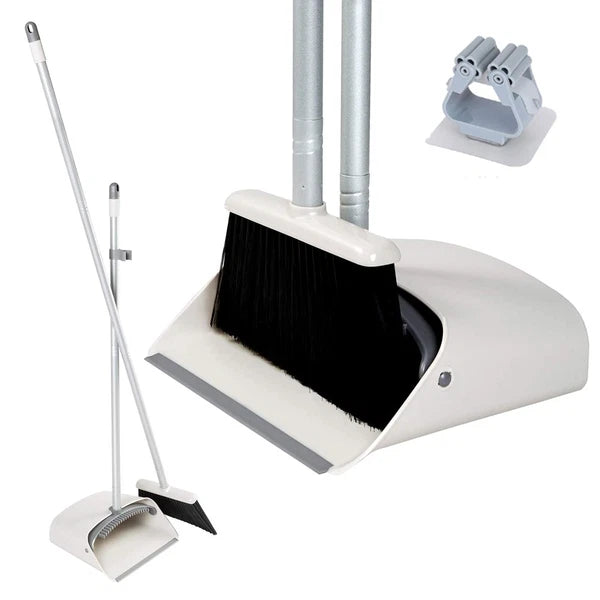 Broom and Dustpan Set for Home, Long Handle Lightweight Broom Set with Comb Teet