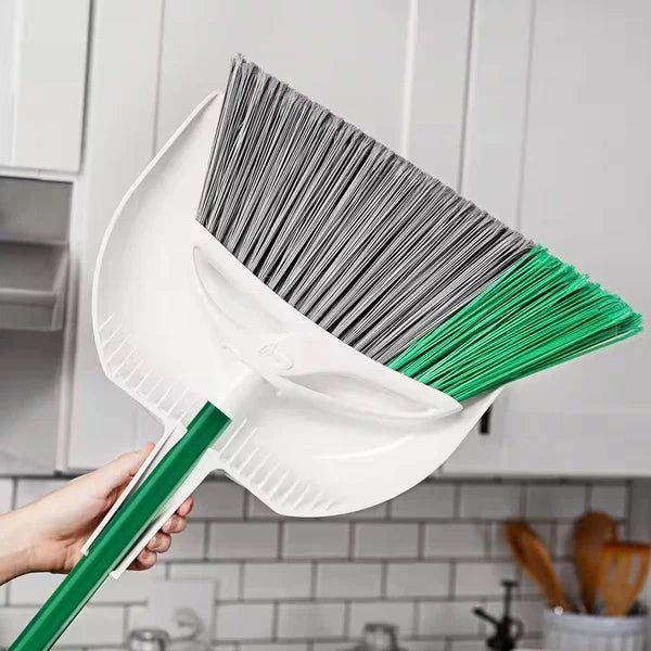15 In. Extra-Large Precision Angle Broom and Dustpan Set with Steel Handle