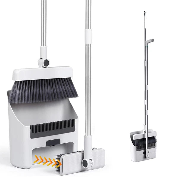 3-In-1 Broom And Dustpan Set 180 Degree Rotatable Broom Dustpan Combo  Gary