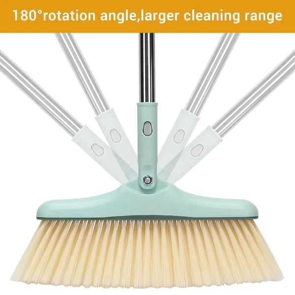 Broom and Dustpan Set with Long Handle Stand Up Pan for Home Office Lobby Use